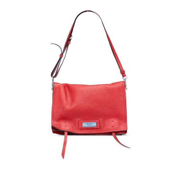 PRADA Red Leather Shoulder Bag - Picture 1 of 10